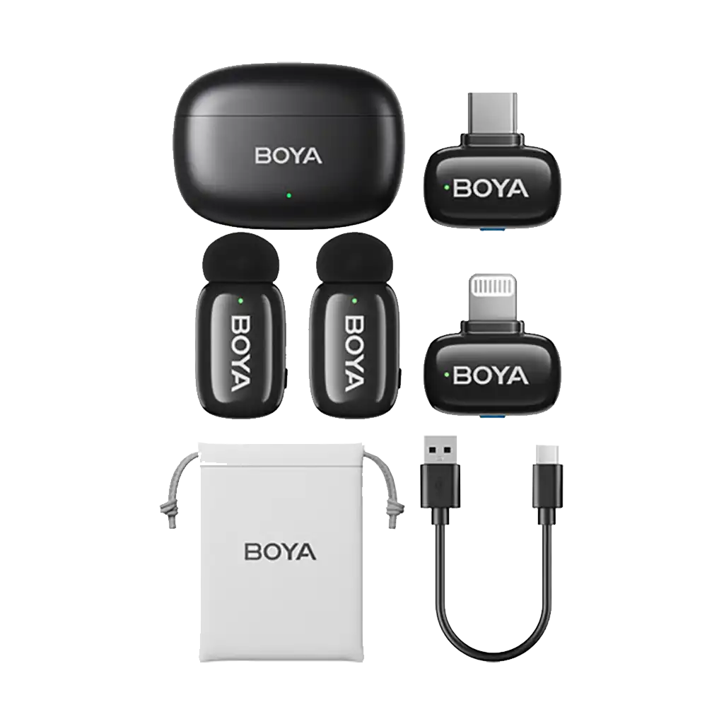 Boya mini 2-Person Tiny Wireless Microphone System with Lightning and USB-C Connectors for Mobile Devices (2.4 GHz, Black) - Image 3