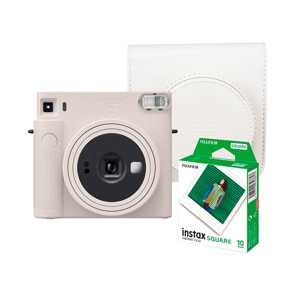 Fujifilm Instax Square SQ1 Instant Film Camera with Instax Square Instant Film and Case (Chalk White)