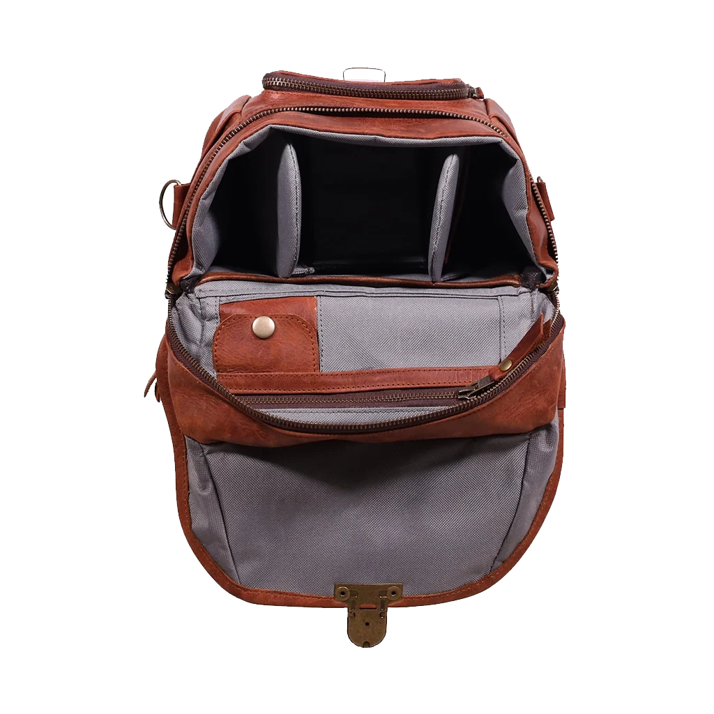 Orms Leather Camera Shoulder Bag (Saddle Brown, Small) - Image 3
